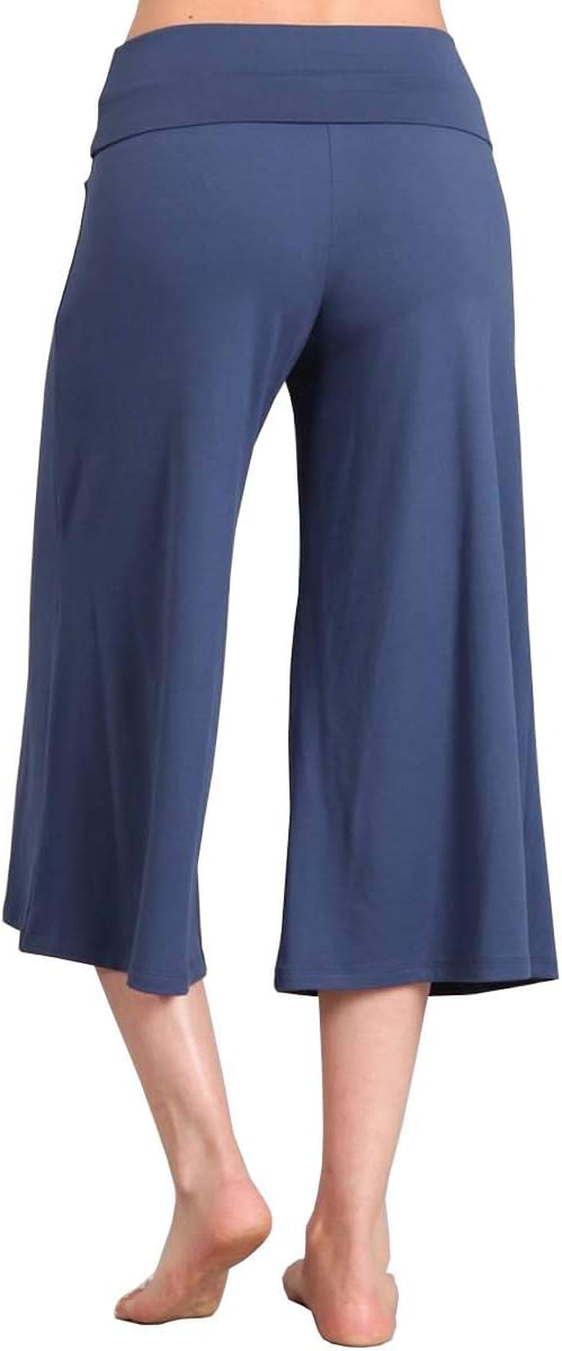 Women'S Solid Tie Dye Wide Leg Flared Capri Boho Gaucho Pants W/Lace Detail