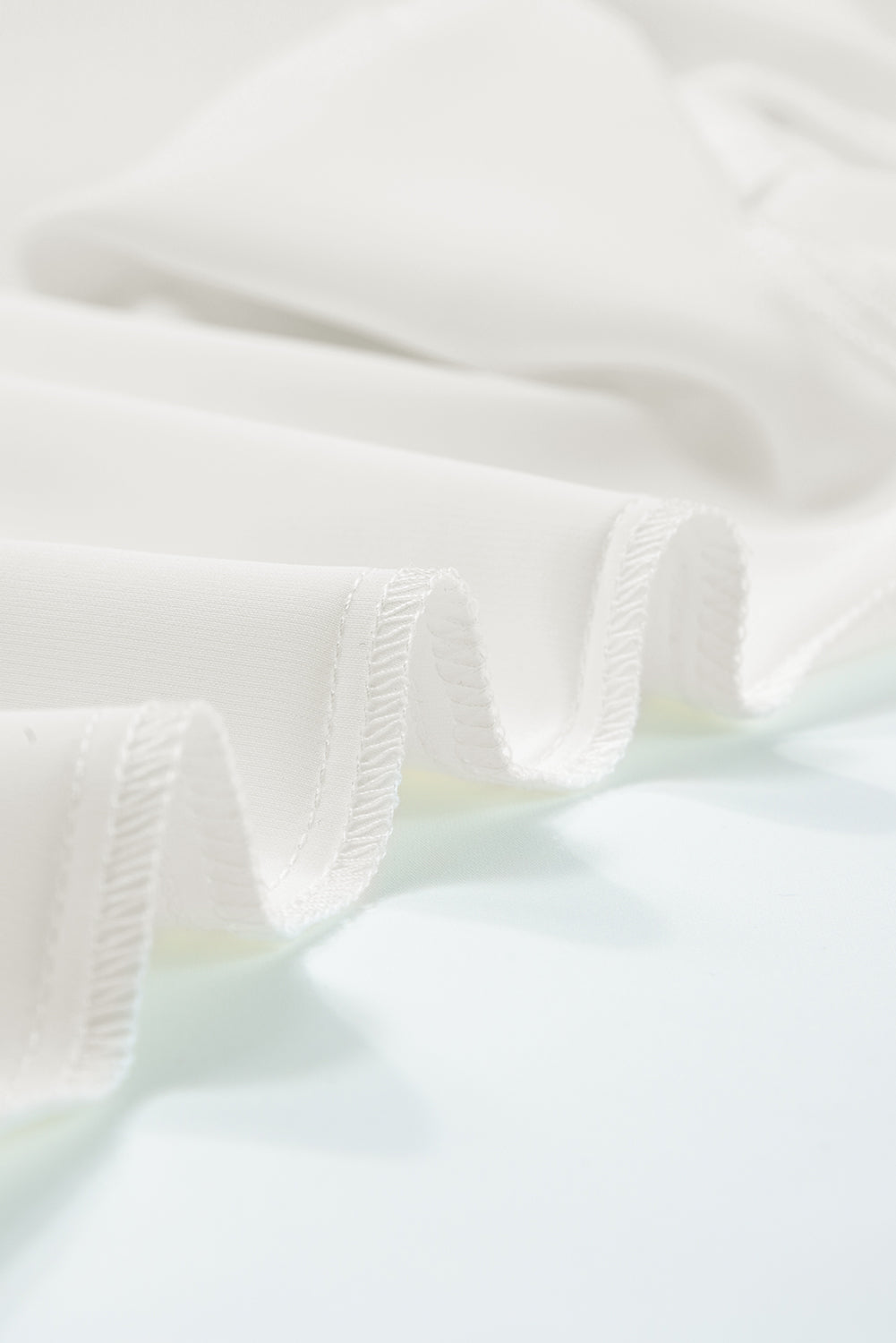 White Button Notched Neck Petal Sleeve Blouse