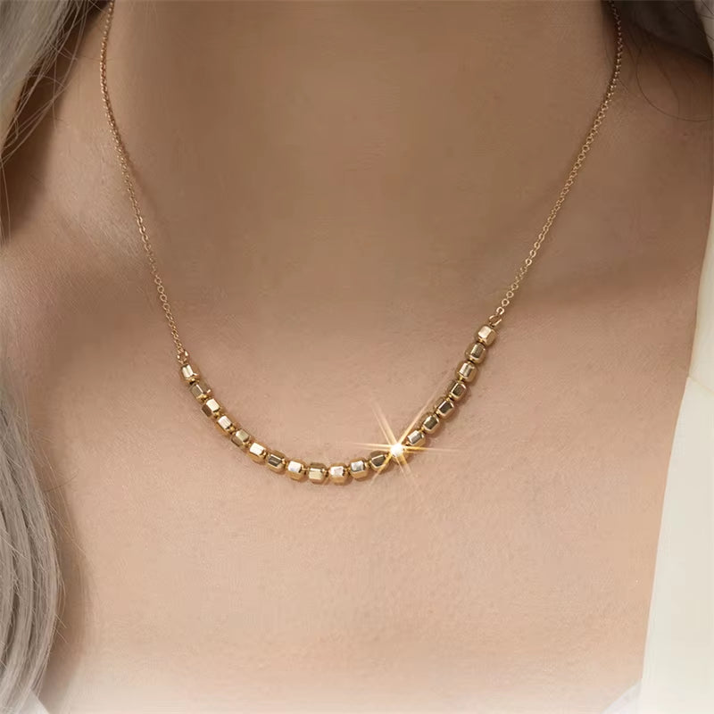 14K Gold Filled Beads Necklace Dainty Bead Choker Handmade Pendants Tarnish Resistant Necklace Boho Women Jewelry