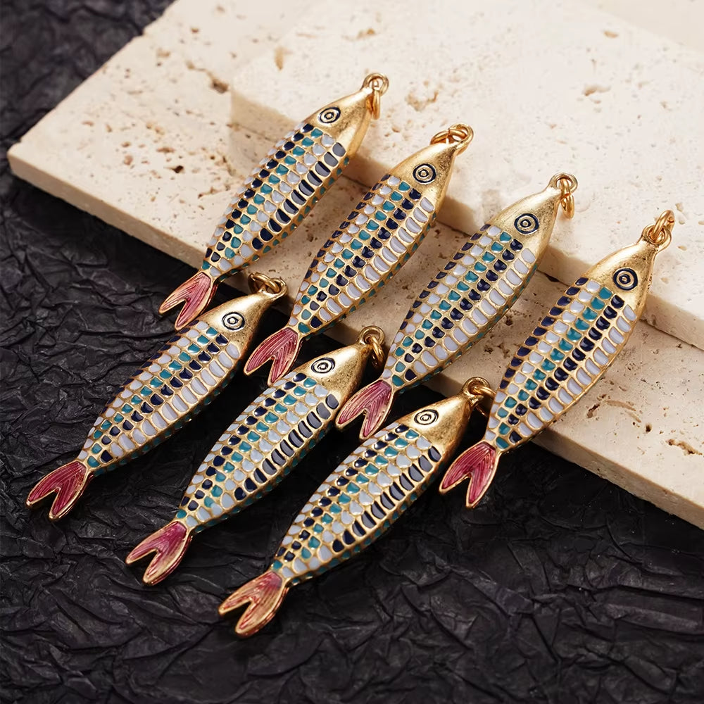 Cute Enamel Mermaid Necklace Fish Charm Pendant for Girls Women Ocean Animals Jewelry Gifts Charms Mermaid Accessories ﻿