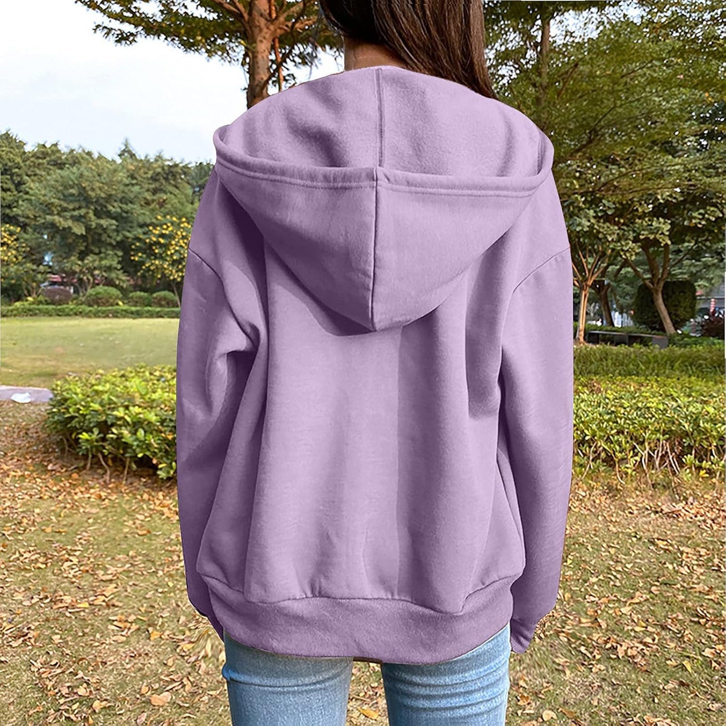 Womens Zip up Hoodie Coat, Winter Plush Long Sleeve Fuzzy Sweater Jacket Trendy Solid Color Comfy Oversized Outwear