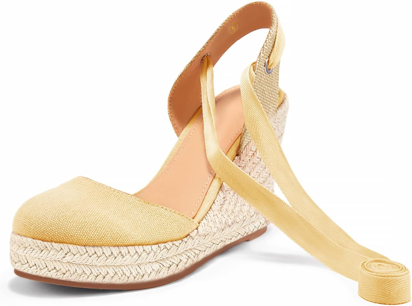 Womens Espadrilles Wedge Sandals Platform Closed Toe Ankle Strap Lace up Summer Shoes